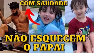 Gabriel e Samuel com SAUDADE do PAPAI Gusttavo Lima, na piscina com MAMÃE Andressa Suita