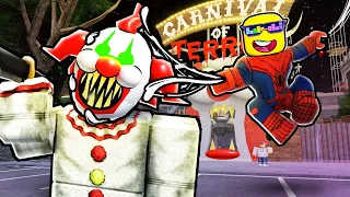 SPIDERMAN vs Mr. Clowny in Carnival of Terror Roblox...