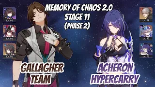 Gallagher Team & Acheron x Fire MC Memory of Chaos Stage 11 (3 Stars) | Honkai Star Rail