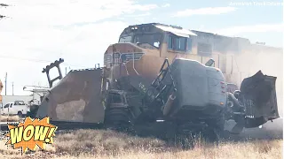 Train Tramples Semi Truck | Train VS Semi Truck