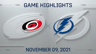 NHL Highlights | Hurricanes vs. Lightning - Nov. 9, 2021