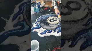 Making an 8 BALL ON FIRE CUSTOM RUG! PART 3 #art #diy  #rugtufting #craft #howto #shorts