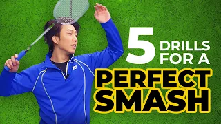 5 Drills to Hit The PERFECT BADMINTON SMASH (badminton tutorial)