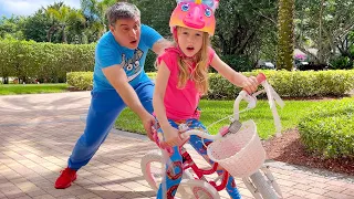 Nastya learns to ride a bike | useful video for children