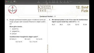 12.SINIF FİZİK MEB KAZANIM KAVRAMA TEST ÇÖZÜM 1 2022-2023