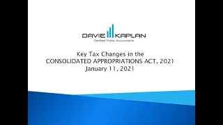 Davie Kaplan, CPA, P.C. - Key Tax Changes in the Consolidated Appropriations Act, 2021