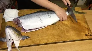 YELLOWTAIL AMBERJACK filleting for Sushi - Asian street food