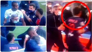 Neymar and Tiago Djalo clashing in locker room corridor after sending off (PSG 0-1 Lille)