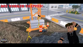 DOT Worker TRAPPED AFTER FALL at CONSTRUCTION SITE! (Emergency Response Liberty County, Roblox)