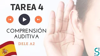 🇪🇸EXAMEN DELE A2 #15 🇪🇸: tarea 4 COMPRENSIÓN AUDITIVA👂🏻/ actividad resuelta. Ejemplo I.Cervantes