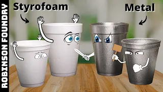 Turn Styrofoam cups into METAL - Experimental metal Casting - Lost foam casting