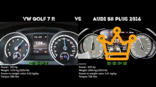 VW Golf 7 R vs Audi S8 plus 2016 // 0-100 km/h