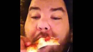 Josh eats pizza