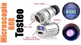 🚩✅ MINI MICROSCOPIO LUPA 60X CON LUZ LED Y UV ZOOM 🚩