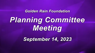 GRF Planning Committee Meeting on September 14, 2023