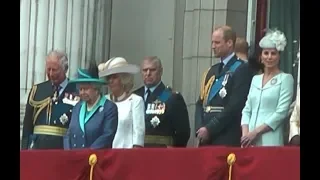 Royal family watch spectacular RAF fly past over Buckingham palace to mark its centenary