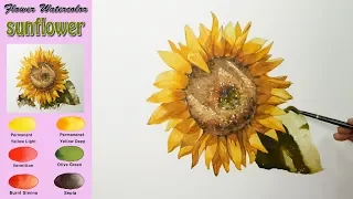 Basic Flower watercolor- Sunflower(wet-in-wet. Arches rough) NAMIL ART