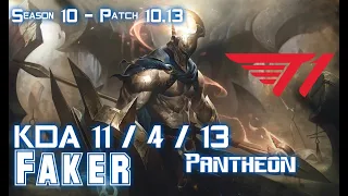 T1 Faker PANTHEON vs TES Knight SYNDRA Mid - Patch 10.13 KR Ranked