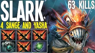 4x Sange And Yasha Slark 63 Kills 7 Rampages | Dota 2 Silly Builds