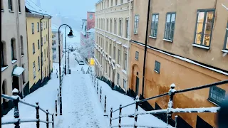 Stockholm Walks: Mariatorget - Hebbes Bro. Snow covered streets of Södermalm.