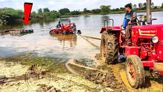 Mahindra yuvo 575DI tractor stuck in pound with trolley Rescued by 2 Mahindra tractors