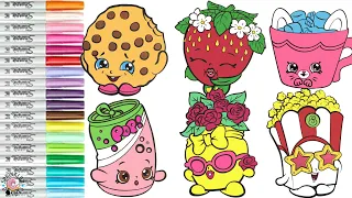 Shopkins Coloring Book Compilation Strawberry Kiss Kooky Cookie Poppy Corn Philippa Flowers Hot Choc