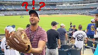 The most New York reaction EVER after dropping a baseball at Yankee Stadium