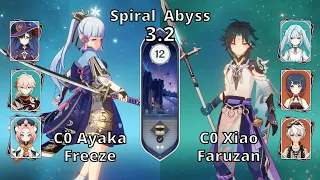 Spiral Abyss 3.3 C0 Ayaka Freeze & C0 Xiao Faruzan F2P