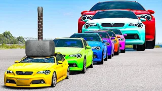 Small & Giant Car vs Thor's Hammer in BeamNG.Drive