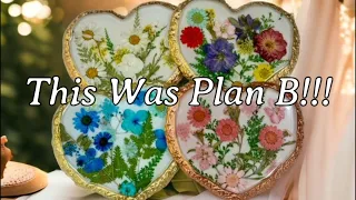 #491 Plan B Resin Heart Coasters With Pressed Flowers - WOW!