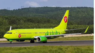 Посадка в Улан-Удэ аэропорт Байкал Boeing 737-800 s7 airlines старая окраска