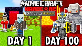 I Survived 100 Days as a VINDICATOR in Hardcore Minecraft... Here’s What Happened