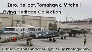 B-25 Mitchell, A6M3 Zero, P-40 Tomahawk, and F6F Hellcat - Startup, Taxi, Takeoff, Recover