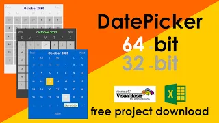 DatePicker for Excel UserForm 64-Bit Excel and 32-Bit Excel. Simply DragDrop and use