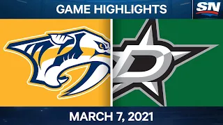 NHL Game Highlights | Predators vs. Stars - Mar. 7, 2021