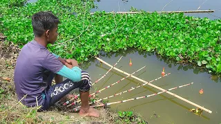 Fishing Video 2023 || Village Smart Boy Catch Fish by Hook From Village Canal With Beautiful Nature
