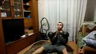 Жим гирь 32кг+32кг сидя на полу. DOUBLE KETTLEBELL SEATED FLOOR PRESS 2X32KG