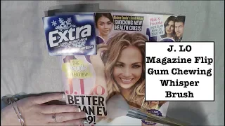 ASMR Magazine Flip Through. Whisper, Gum, Brush. 41 min video. Jennifer Lopez