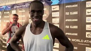 Marco Arop after 1:42.85 Canadian record at 2023 Pre Classic