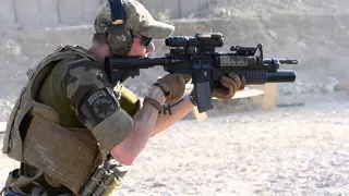 Shooting M4 Carbine at range in Afghanistan