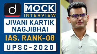 Jivani Kartik Nagjibhai, Rank - 08, IAS - UPSC 2020 - Mock Interview I Drishti IAS English