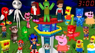 Scary MONSTERS vs JJ and Mikey Paw Patrol EXE Security House in Minecraft Maizen PEPPA PIG SONIC