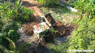 Nice Incredible Project Miniature Dozer Pushing Soil And Dump Truck 5TON Unloading Soil