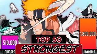 Top 50 Strongest Bleach Characters power Levels | Bleach power Levels - SP Senpai 🔥