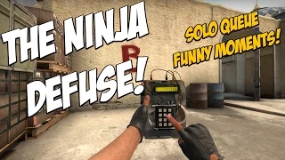 NO SMOKE NINJA DEFUSE! CSGO Solo Queue Highlights & Funny Moments