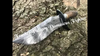 Feather Pattern Damascus Fighter Custom Knife