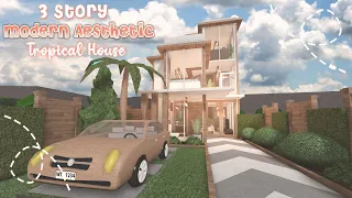 Minami Oroi Bloxburg Speedbuild and Tour - 3 Story Modern Aesthetic Tropical House