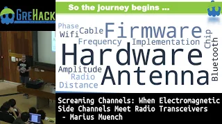 GreHack 2018: When Electromagnetic Side Channels Meet Radio Transceivers - Marius Muench