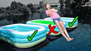 TRUST FALL!!  Don't Choose the Wrong Pool Challenge😰😬 || Taylor & Vanessa