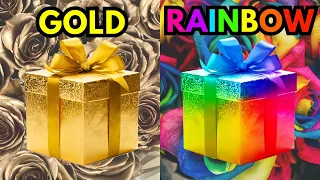 🤩 Choose your gift🎁💝✨️| 2 gift box challenge | Gold and Rainbow #pickonekickone #giftboxchallenge